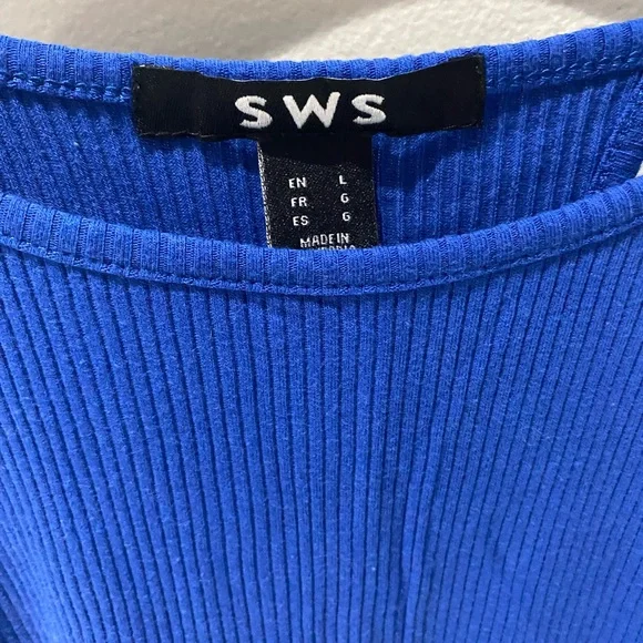 Blue Women’s Ribbed Tank Top - Picture 3 of 3